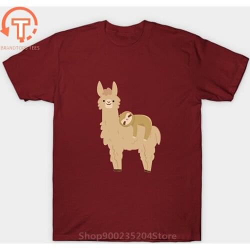 Divertido perezoso el Flash T Shirt diseño del Humor perezoso vago Hitching Ride On Alpaca Camiseta Hombre vacaciones Llama Alpa