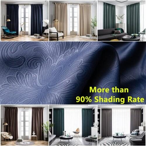 Modern E-carving Solid Blackout Curtains for Living Room Bedroom Window Treatment Blinds Finished Drapers Shading on Kitchen