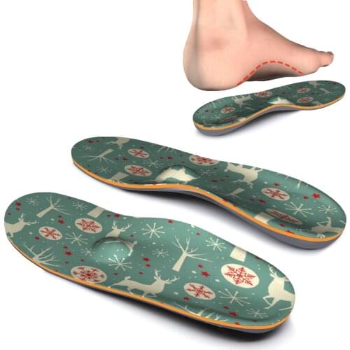 Green Printing iFitna Original Length High Arch Support Insoles for Men Women Flat Feet Orthotic Inserts Memory Foam