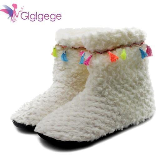 Glglgege 2019 New Shoes Women Slippers Casual Shoes Zapatos Mujer Winter Flat Indoor Ladies Tassel Shoes Booties Winter