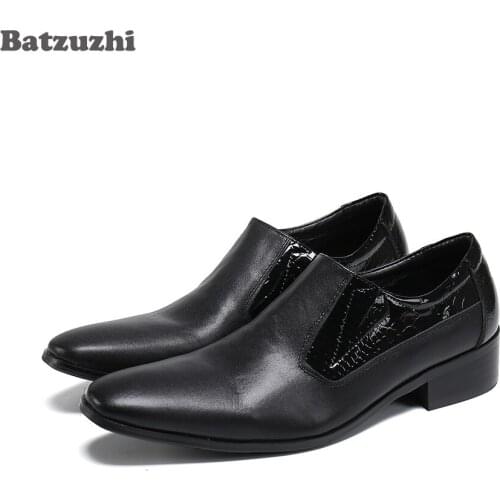 Batzuzhi New Formal Leather Business Shoes Men Pointed Toe Classic Black Leather Dress Shoes Men Slip on zapatos de hombre