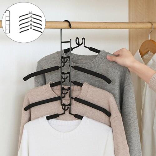 Stainless Steel Clothes Hanger Multi-function Wardrobe Space-saving Stack Hanger Adjustable Pants Storage Shelf Closet Organizer