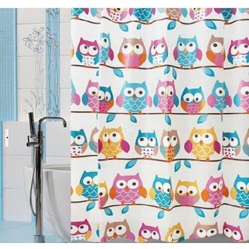 Owl PEVA Shower Curtain WaterProof Cartoon Colorful Design Bathroom 180x180cm plastic shower curtain