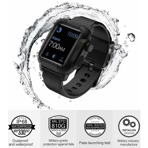 Waterproof case + strap for Apple Watch band 6 5 4 SE iwatch band 44mm 40mm Silicone Strap iwatch 3 42mm Accessories