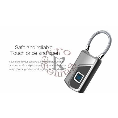 10pcs/lot Anytek L1 Fingerprint Lock Waterproof Anti-theft Door Suitcase Padlock