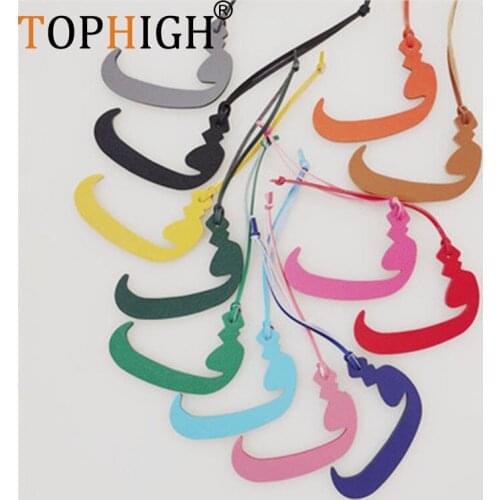 Factory Made Luxury Genuine Natural Leather Character Alphabet Arabic Letter Keychain Backpack Pendant Ladies Women Bag Charms