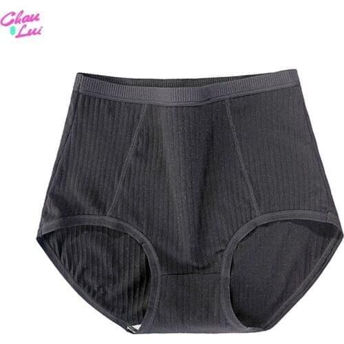 Chau Lui Big Size XL-6XL Sexy High Waist Womens Cotton Solid Panties Breathable Briefs Underwear Lingerie Panties