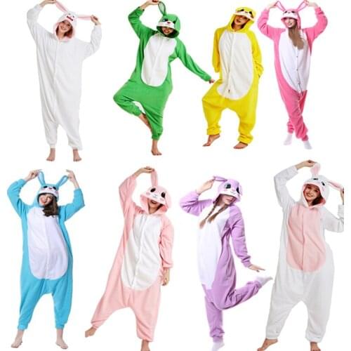 Winter Woman Pijamas Partido Páscoa Jumpsuit Cores Novidade Adultos Coelho Homens Cosplay Animais Onesies Raccoon Kigurumi