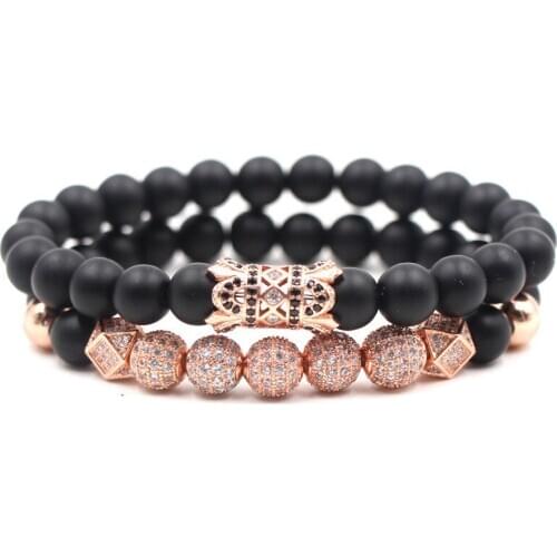 1PC Double layer Single layer zircon bracelet Frosted Stone Bead Set Bracelet For Men Women Jewelry Dropshiping