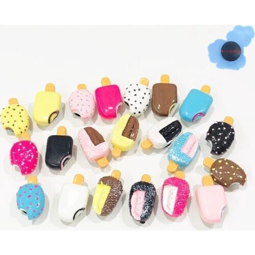 1PCS Cute Mini Resin Shoe Charm Accessories High Simulation Chocolate Ice Cream Shoe Decoration Fit Mixed Designed