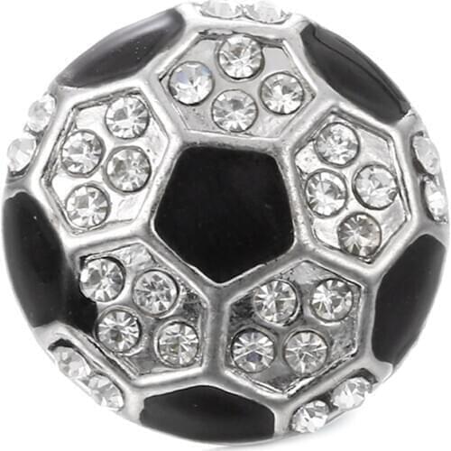 10pcs/lot New Jewelry Crystal Metal Sport Football 18mm Snap Buttons for Snap Bracelets DIY Snap Jewelry