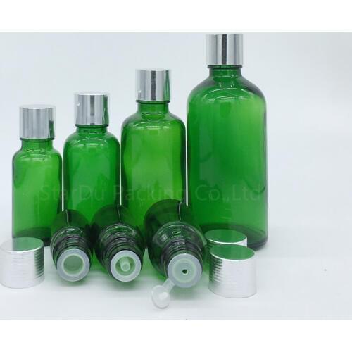 100pcs 5ml-100ml Green Glass Bottle Vials Essential Oil Bottle with screw cap Perfume bottles