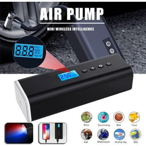 12V USB Rechargeable Wireless Air Compressor Pump Car Bike Tire Inflator Portable Cordless Digital Car Tyre Pump For Car