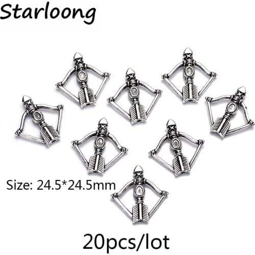 20pcs/lot zinc alloy antique vintage silver plated Crossbow charm spacers beads for Bracelet Necklace DIY Jewelry Making