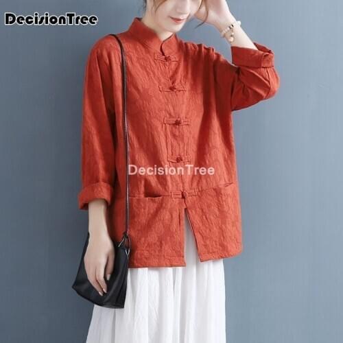 2021 tang suit chinese style shirt traditional chinese clothing women vintage linen hanfu tops modern chinese style blouse