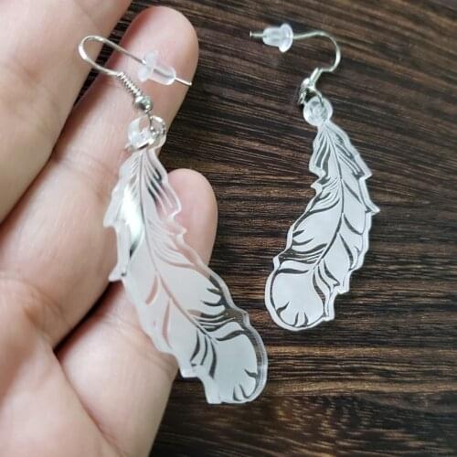 2021 Women Punk Earrings Feather Pandent Earrings Charm Hip Hop Girls Gift Cute Stud acrylic jewelry Evening Party Earring