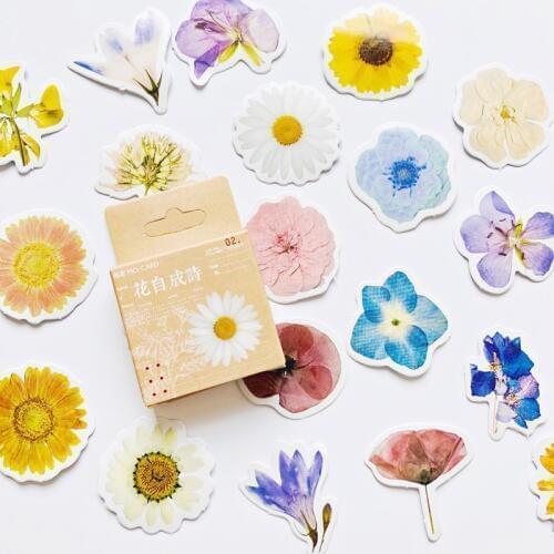 46 pcs /Box Flowers Poetry Paper Decoration Sticker DIY Album Diary Label Sticker