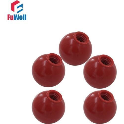 5pcs Red Bakelite Ball Knob M8 x 30mm Female Thread Ball Lever Knob M8 Thread 30mm Ball Diameter Round Ball Knob
