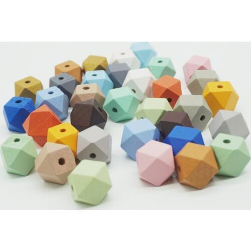50pcs/lot 20mm Mix Color Natural Wood Beads Faceted Octagonal Shape Loose Wooden Beads For Jewelry Making DIY Necklace Earring