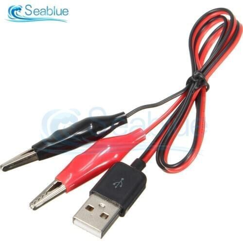 Alligator Test Clips Clamp to USB Male Connector Power Supply Adapter Wire 60cm