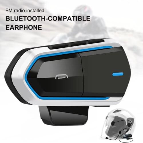 Motorcycle Helmet Headset Bluetooth-compatible 5.0 Wireless Helmet Headphone FM Radio with Mic Hands-free Call 10Hrs Earphone