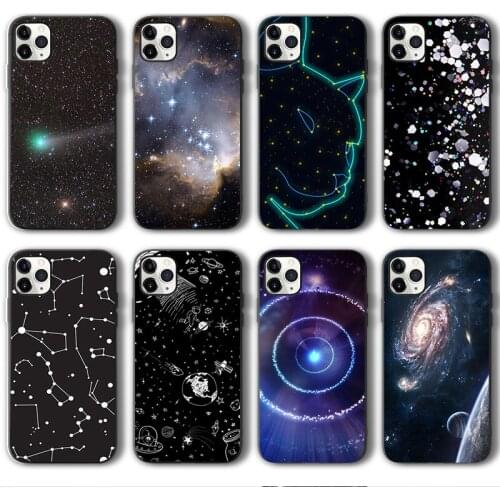 Cosmic Sky Case for iPhone 12 Pro Max Funda Case for iPhone 11 12 Pro XR XS Max mini 7 X 8 6 6S Plus 5 5S SE 2020 Black Silicone