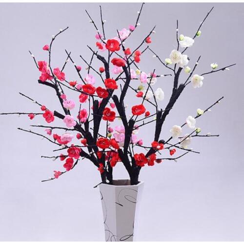 Artificial Flowers Silk Fake Flowers Plum Blossom Floral Wedding Bouquet Party Decor Artificial Potted Living Room Decoration
