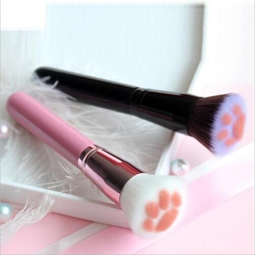 Saiantth Cute Cat Paw Foundation Brush Wool Fiber Makeup Brushes Powder Blush Beauty Cosmetic Tool Single Portable wooden