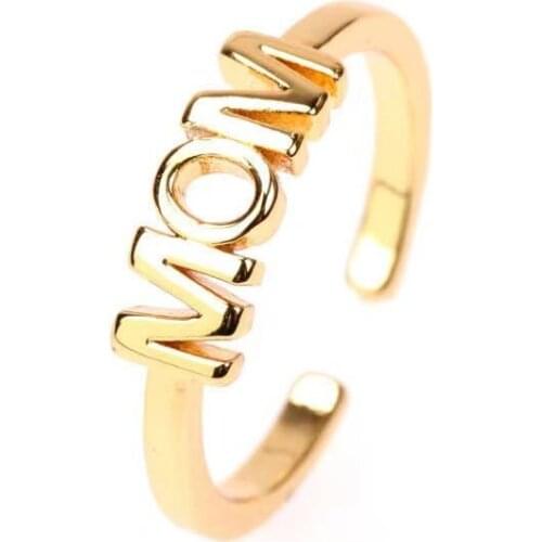 Yoiumit Nice Rings With Letter "MOM" Mothers Birthday Present Very Warm Gift For Mommy Gold Plated Ring