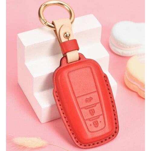 Leather Car Key Case Cover for Toyota Prius Camry Corolla C-HR CHR RAV4 Prado 2018 Accessories Keychain Shell Protector Cover