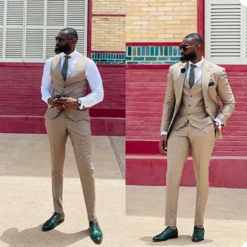 Handsome 3 Pcs Wedding Tuxedos Jacket Vest Pants Customise Groom Groomsmen Suit Mens' Casual Suits