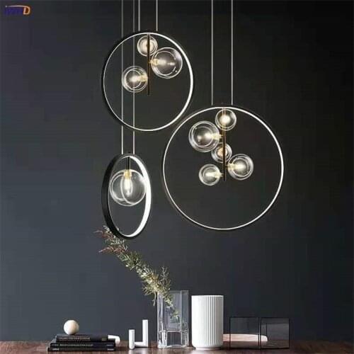 IWHD Round Ring Nordic Pendant Light Fixtures For Dinning Room Bar Restaurant Cofe Little Glass Ball Modern Hanging Lamp LED