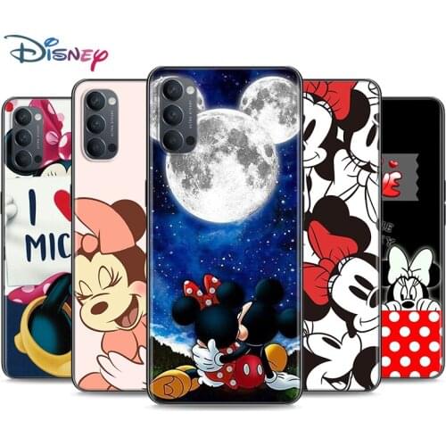 LOVE Mickey And Minne Soft Black Silicone Cover For OPPO Reno 5 Pro+ 3 4 Lite F SE Z Pro 4G 5G Phone Case Shell