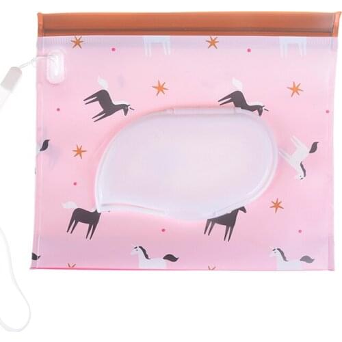 Cartoon Print Baby Wet Wipes Bag Reusable Wet Wipes Cover Container For Wet Wipes Baby Skin Care Travel Wipes Bag