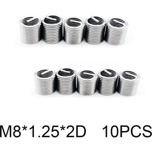 10pcs M8*1.25*2D Silver Thread Repair Insert Kit Set 304 Stainless Steel For Hardware Repair Tools