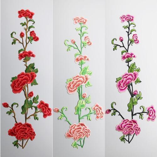 Free Shipping Peony Embroidery Water-soluble Flower Patch Cheongsam DIY Clothing Accessories Cloth Sticker Hand Sew-on Patches