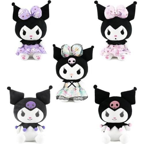 Newest 25cm Cartoon Original My Melody Plush Toys Lolita Princess Dress Kuromi Plush Doll Girl Child Birthday Gift