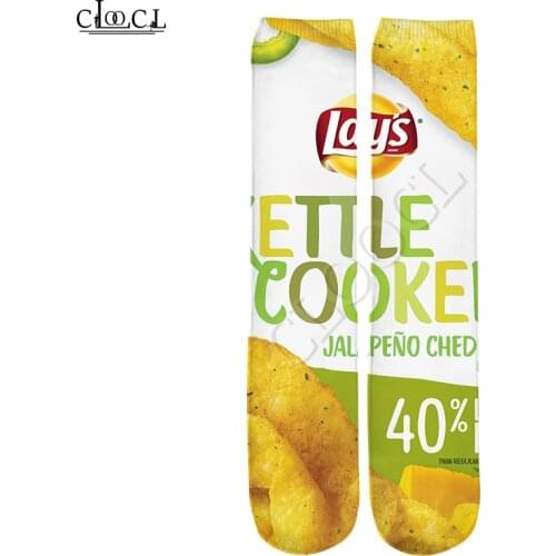 CLOOCL New 3D Printed Delicious Fried Potato Chips Cute Cotton Straight for Men Women Harajuku Korean Socks Drop Shipping