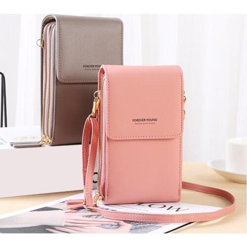 New Women Shoulder Bags Toch Screen PU Leather Korean Female Phone Bag Mini Multifunction Flap Card Clips Schoolgirl Handbag