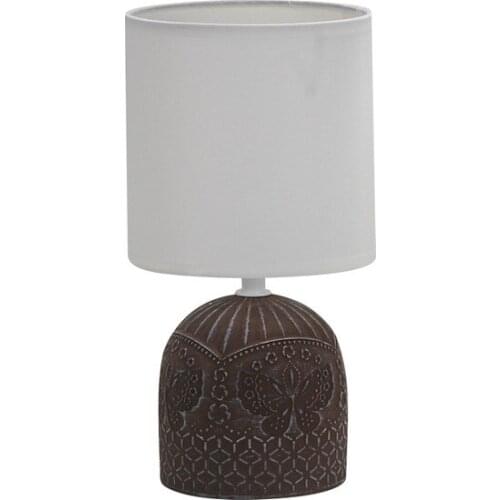 New Alvin Ceramic Lampshade, E14 Cap, On/off Button 1,5m Wired, Coffee Body, white Hat Lampshade