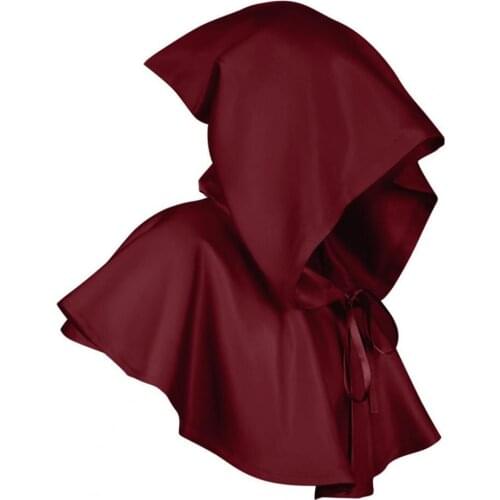 Unisex Adult Child Halloween Cloak Hooded Coat Cosplay Adult Solid Color Lace-up Devil Cape for Festival Medieval Costume