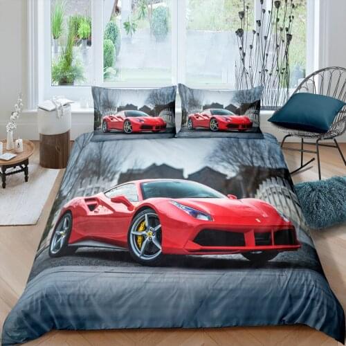 Car Duvet Cover Kids Comforter Car Bedding Sets 3D Queen Size Bedding Set Sports Cars Single Kids Bed Set Twin Boy Quilt Covers