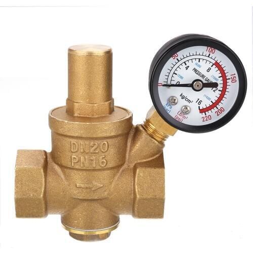 DN20 3/4" Water Pressure Regulator PN 1.6 Pressure Reducer Reducing Valve With Press Gauge Meter for Hydraulic/Water Purifier