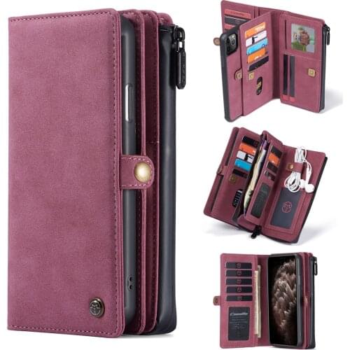 CaseMe Retro PU Leather Case Purse Magnetic Wallet Zipper Flip Cover Bag For iPhone 12 Pro Max 11 Pro XS X XR 8 7 Plus SE 2020