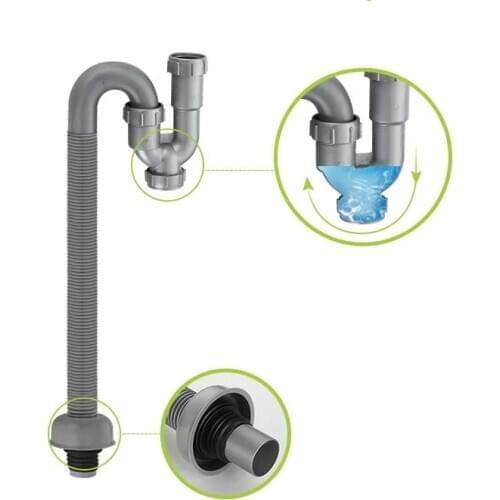 S Bend Scientific Anti-smelling Universal Kitchen Sink Drain Pipes Anti-smelling Repair Parts Tools Bathroom Washbasin E11725