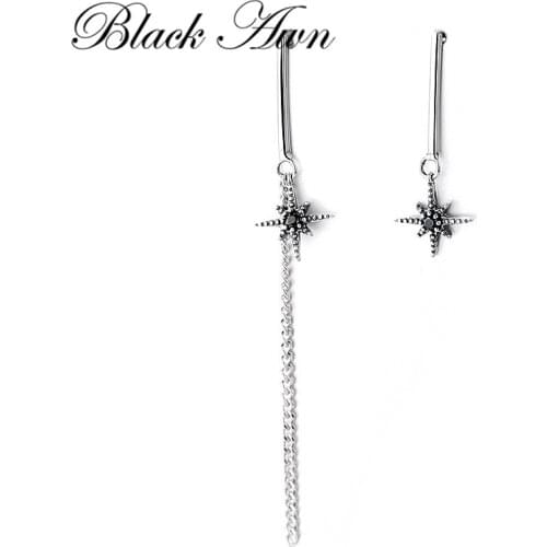 New Romancit 925 Sterling Silver Jewelry Engagement Drop Earrings For Women Black Spinel Female Earring Gift T230