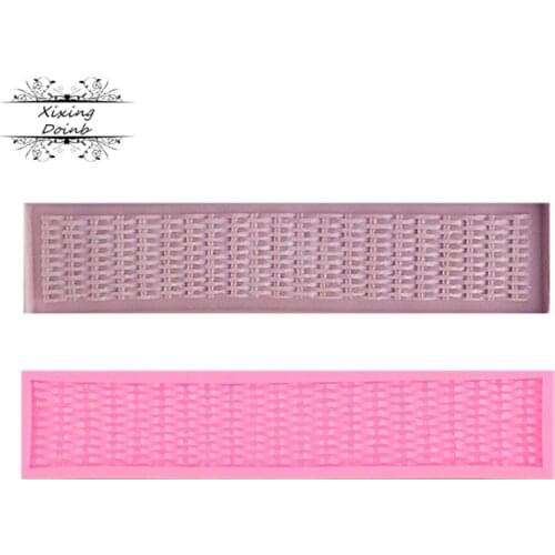Grid Texture Woven Bag lace Mat Fondant Mold Cupcake Mould Bamboo weaving Silicone Sugar Mold Cake Decoration Tools