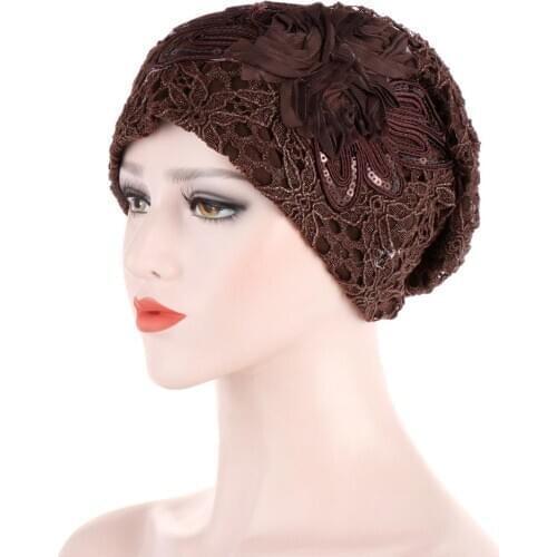 Fashion Women Flower Lace Bonnet Caps Muslim Underscarf Ladies Beanie Hat Hair Loss Chemo Cap Islamic Headwear Turbante Mujer
