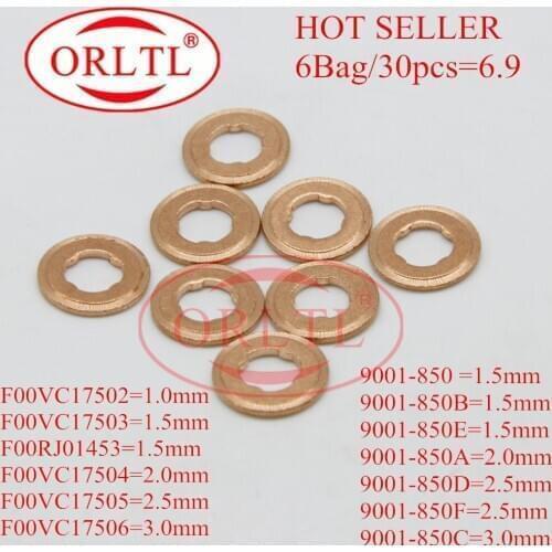 30PCS=6Bag ORLTL Injector Copper Washer 9001-850 9001-850B 9001-850E 9001-850A 9001-850D 9001-850F 9001-850C Size 1mm-3mm Washer