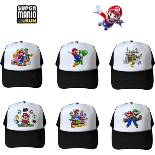 Super Mario Popular Game Summer Childrens Net Hat Men and Women Sun Hat Student Sun Hat Travel Hat Cartoon Parent-child Hat